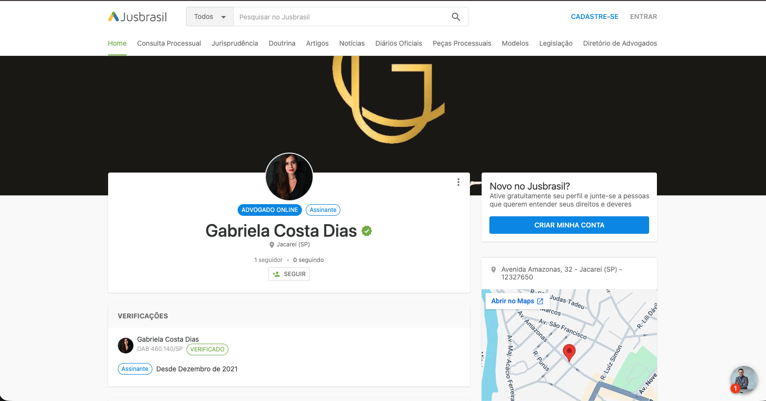 Perfil da Dra. Gabriela Costa Dias no Jusbrasil
